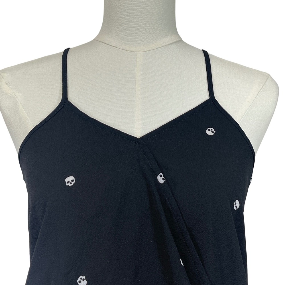 Hippie Rose Black‎ Skull Print Sleeveless V Neck Tank Top - XS